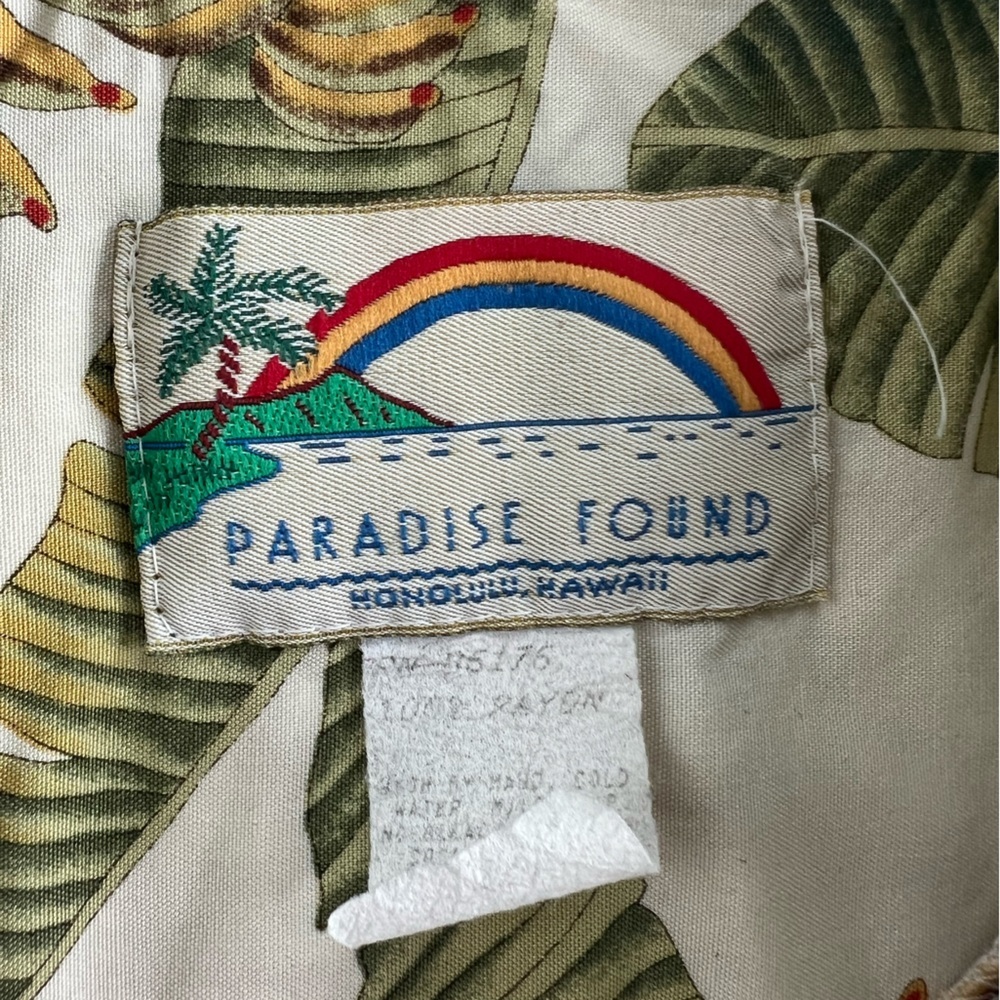 Vintage Paradise Found Men’s Hawaiian Tropical Print Men's Shirt Rayon Sz Large - Picture 10 of 10
